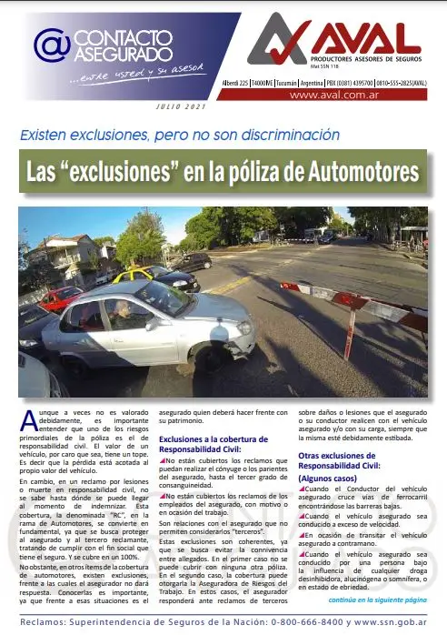 Contacto Asegurado modelos de boletines